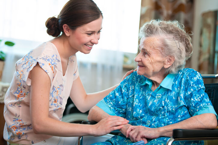 Family visiting their loved one in our welcoming adult family home
